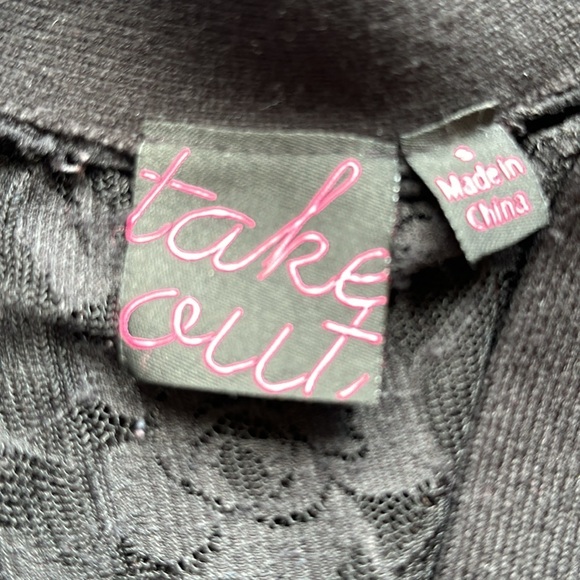 Take Out black V-neck button down cardigan with lace back detail, size S - Picture 5 of 7